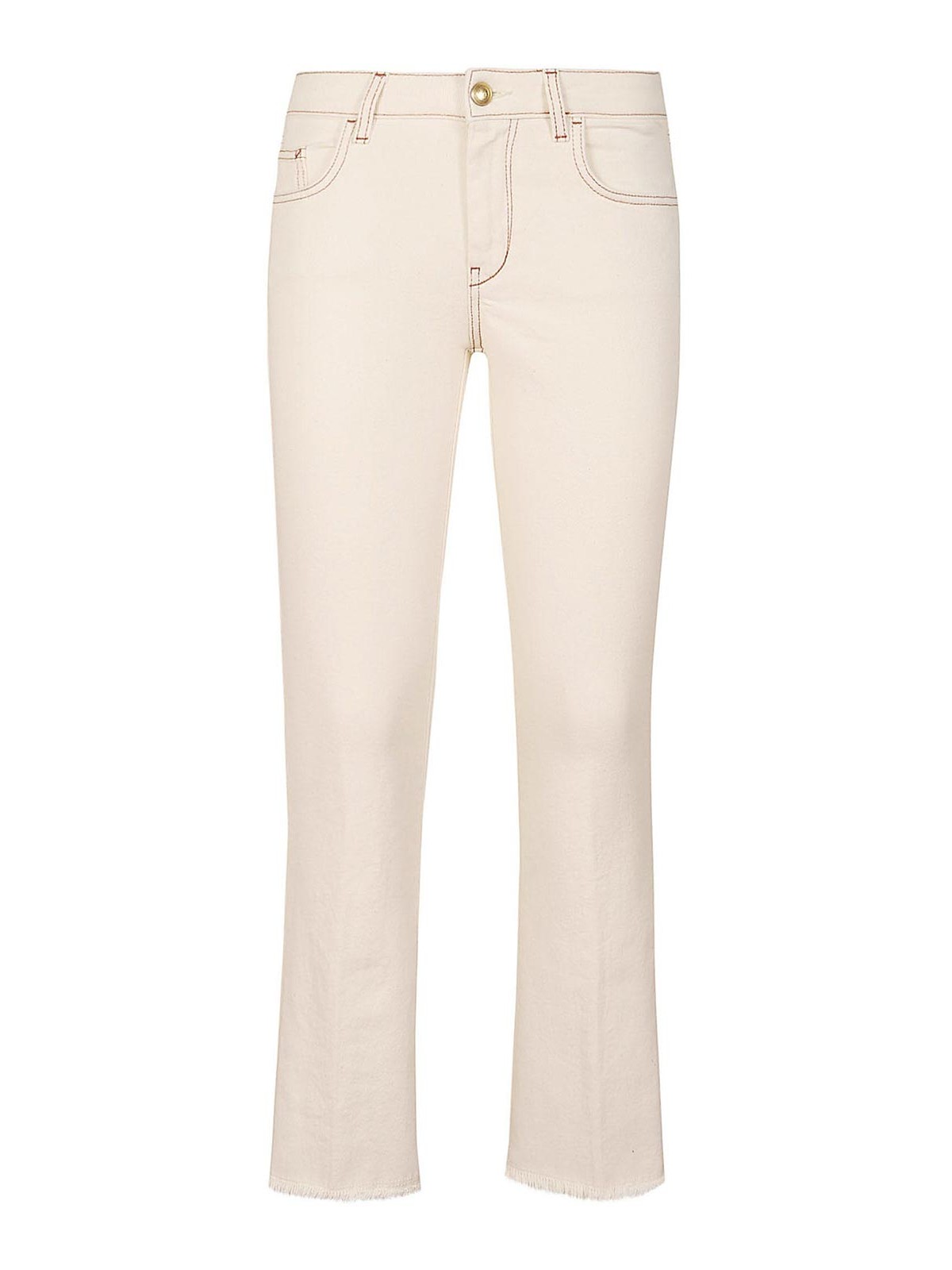 Shop Fay Stretch Denim Jeans Cream Zip Iconic Hem In White