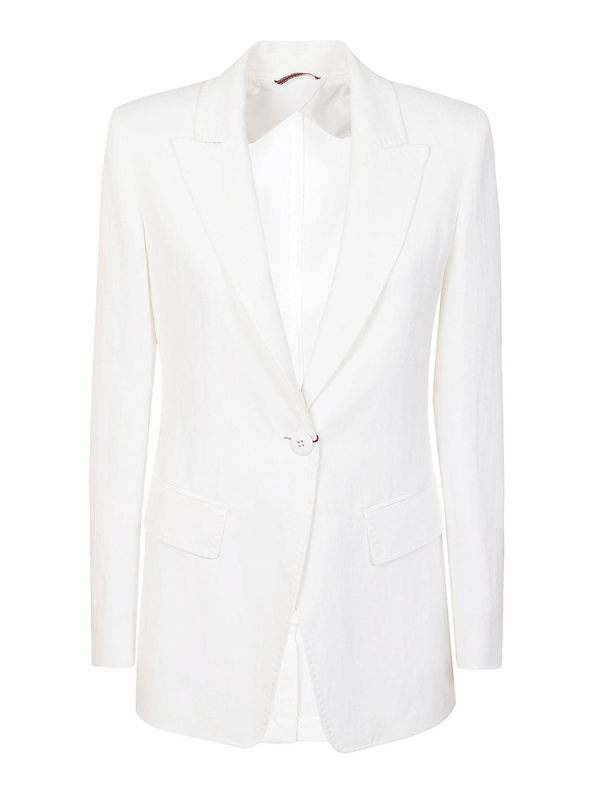 Shop Max Mara Single-breasted Blend Blazer In White