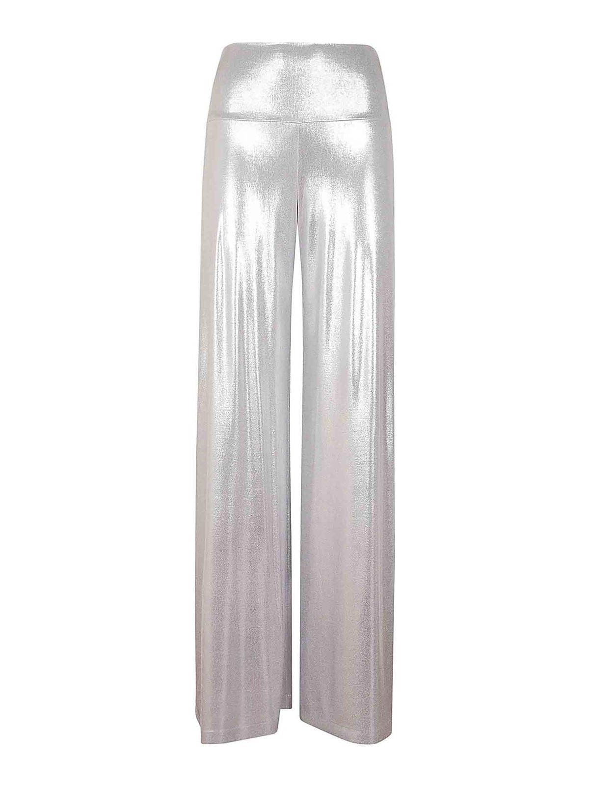 Shop Norma Kamali Trousers In Silver