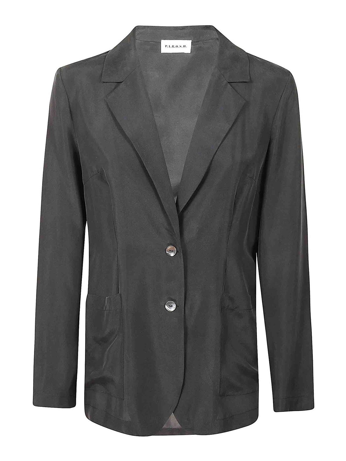 Shop P.a.r.o.s.h Mother-of-pearl Button Jacket In Black