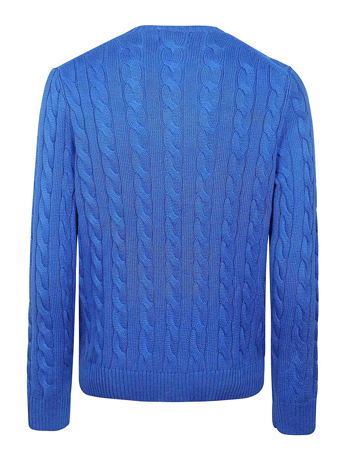 Shop Polo Ralph Lauren Blue Cable-knit Cotton Sweater