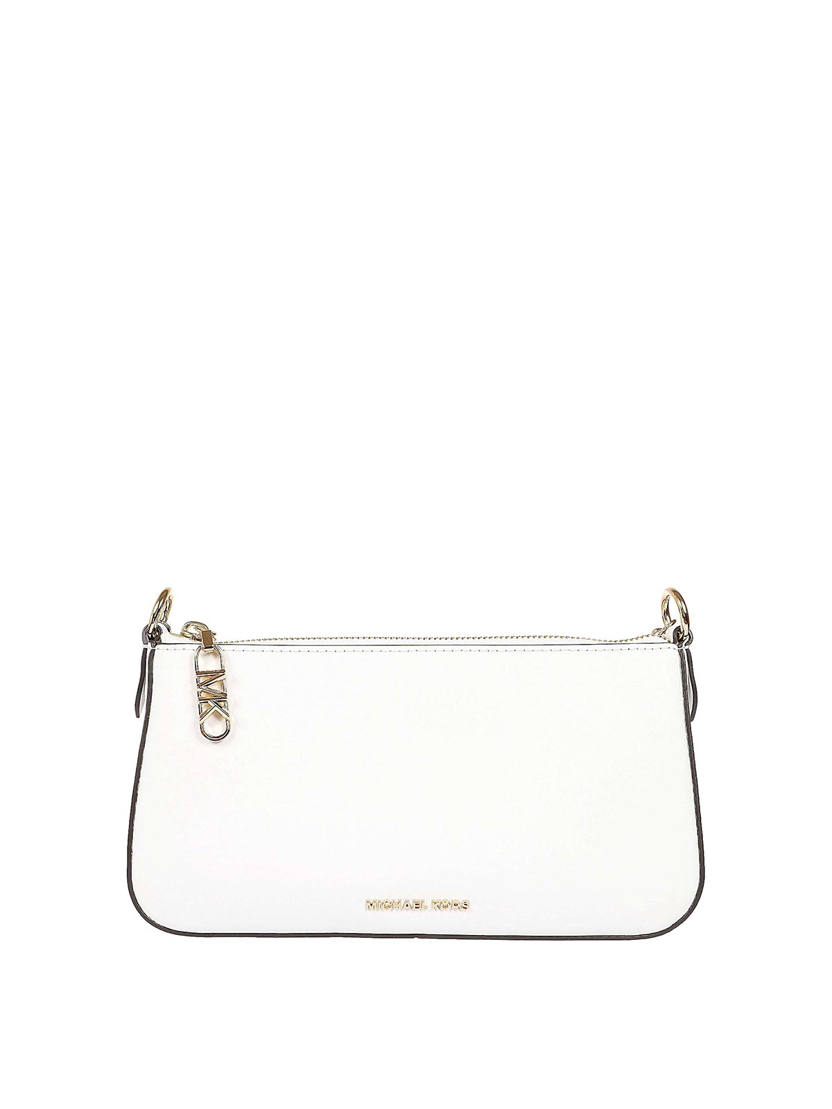Shop Michael Kors White Smooth Leather Bag In Beige
