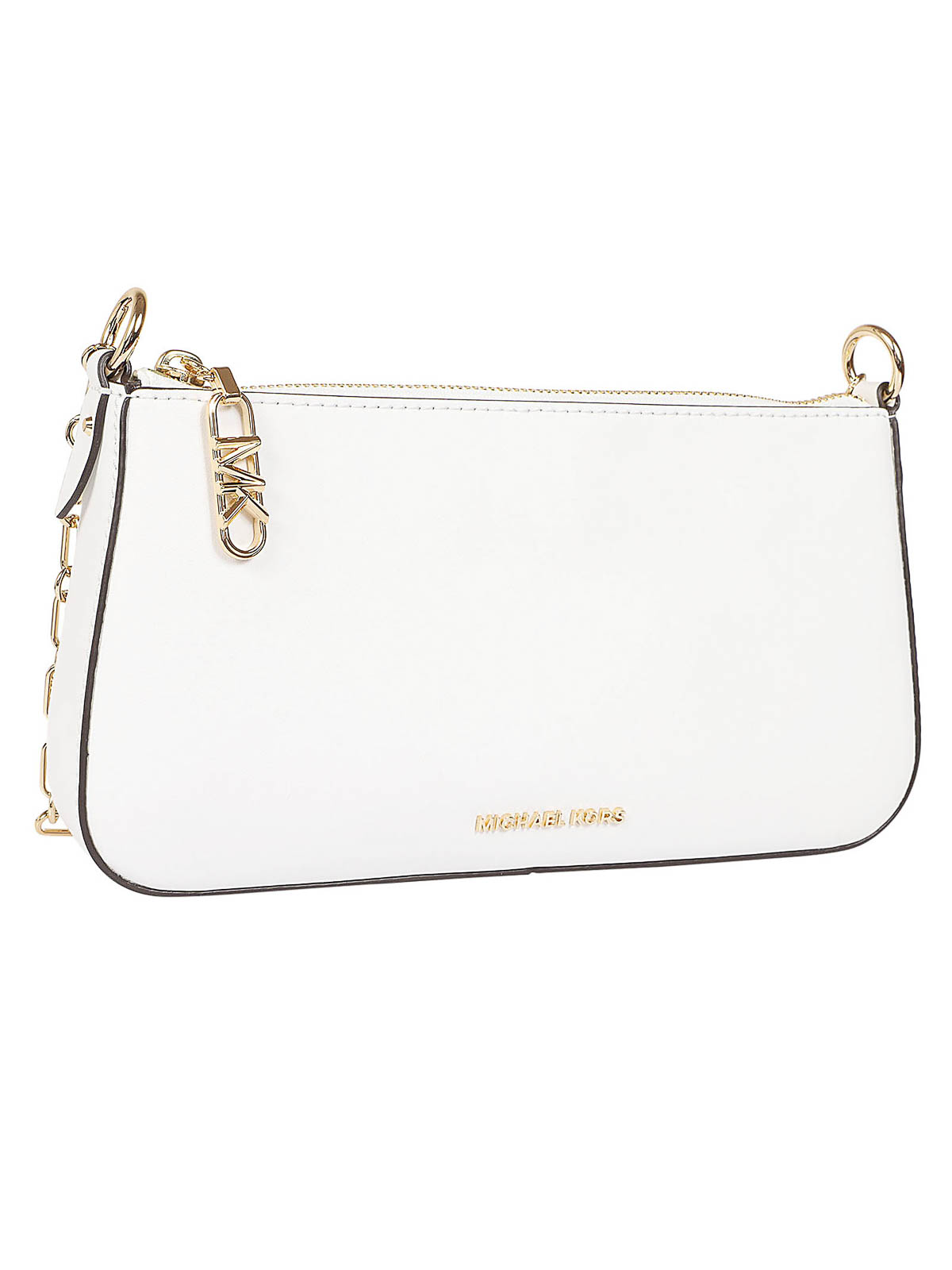 Shop Michael Kors White Smooth Leather Bag In Beige