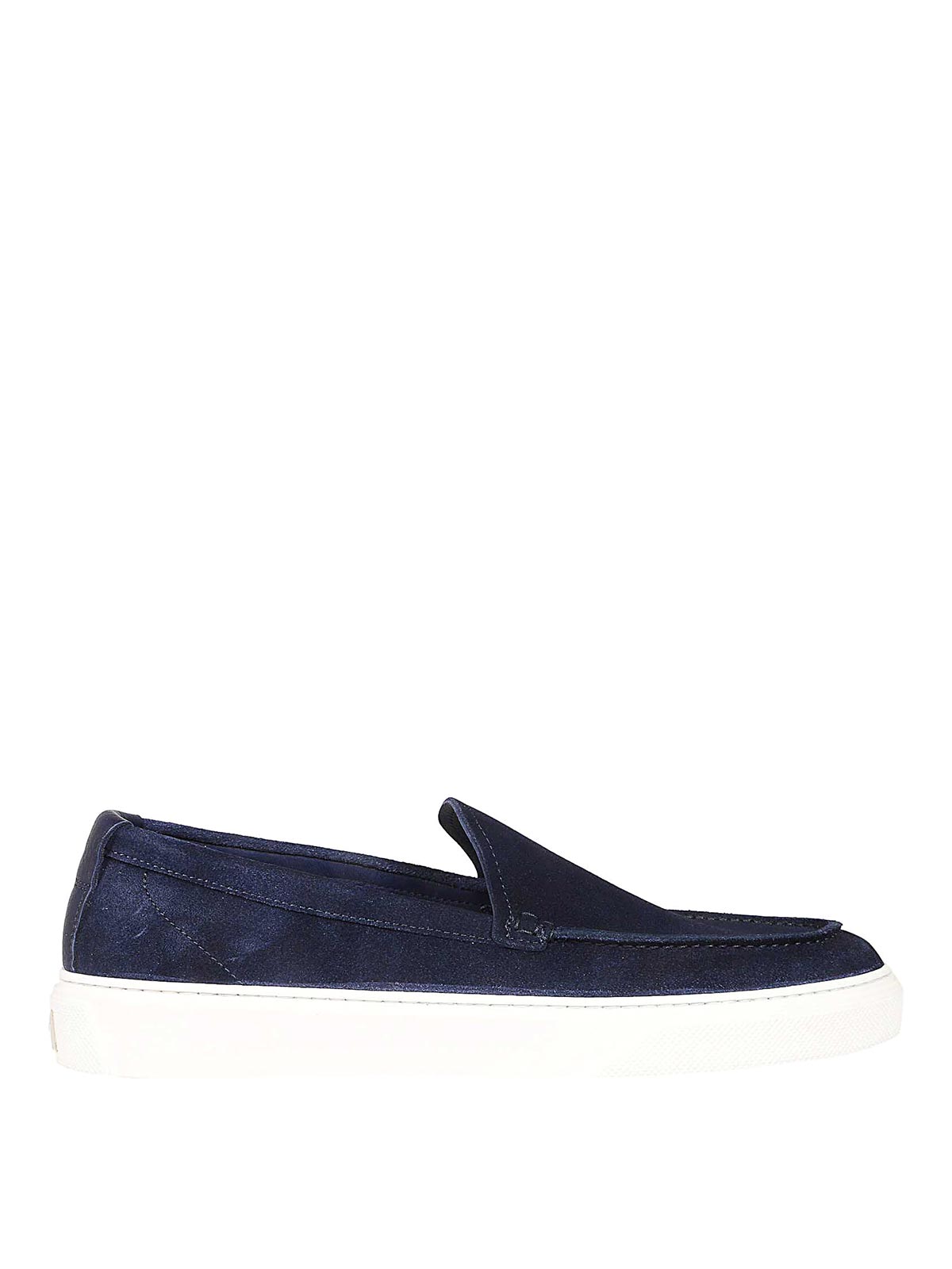 Shop Woolrich Blue Suede Loafers