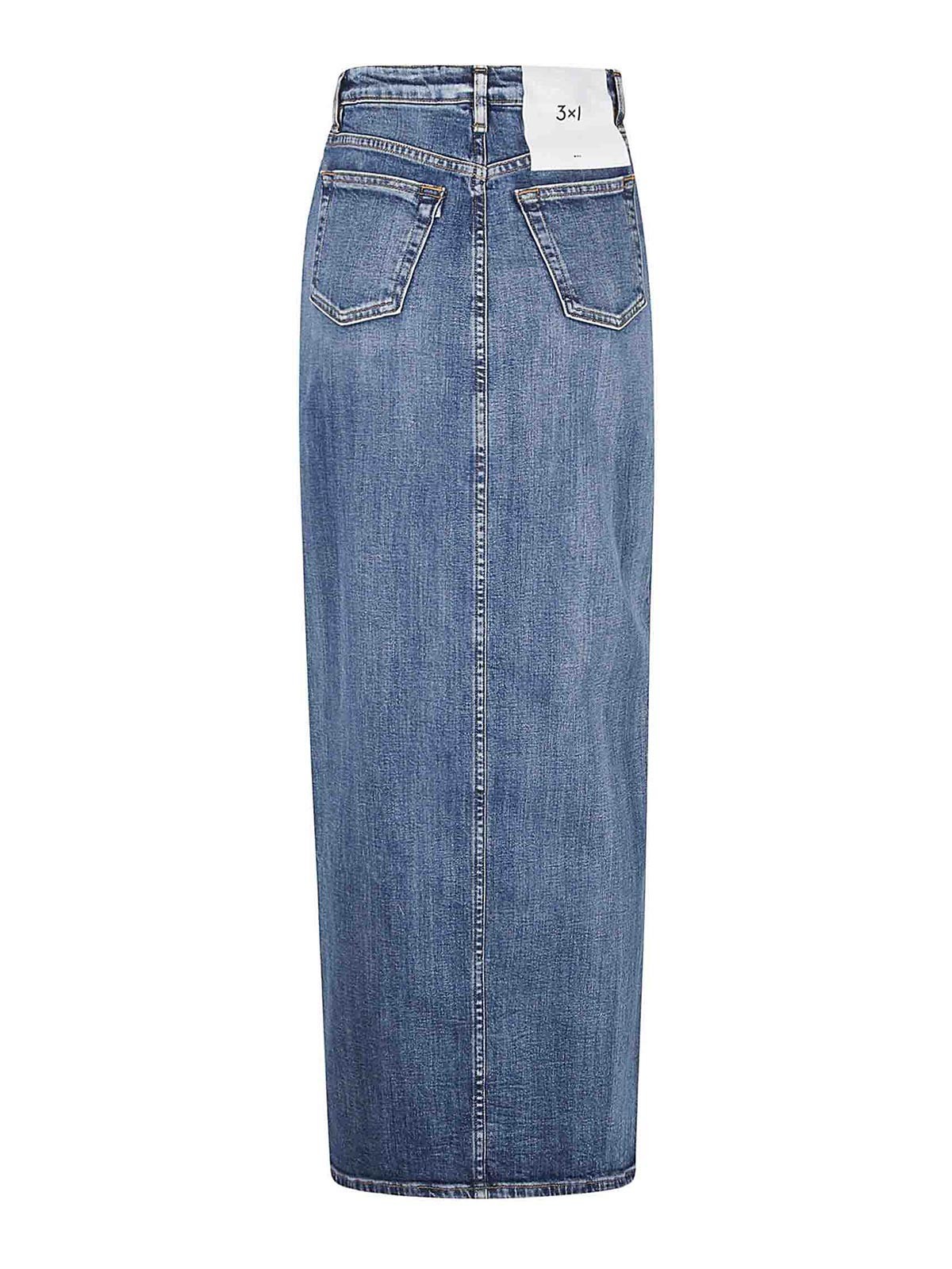 Shop 3x1 Long Jeans Skirt In Lavado Claro