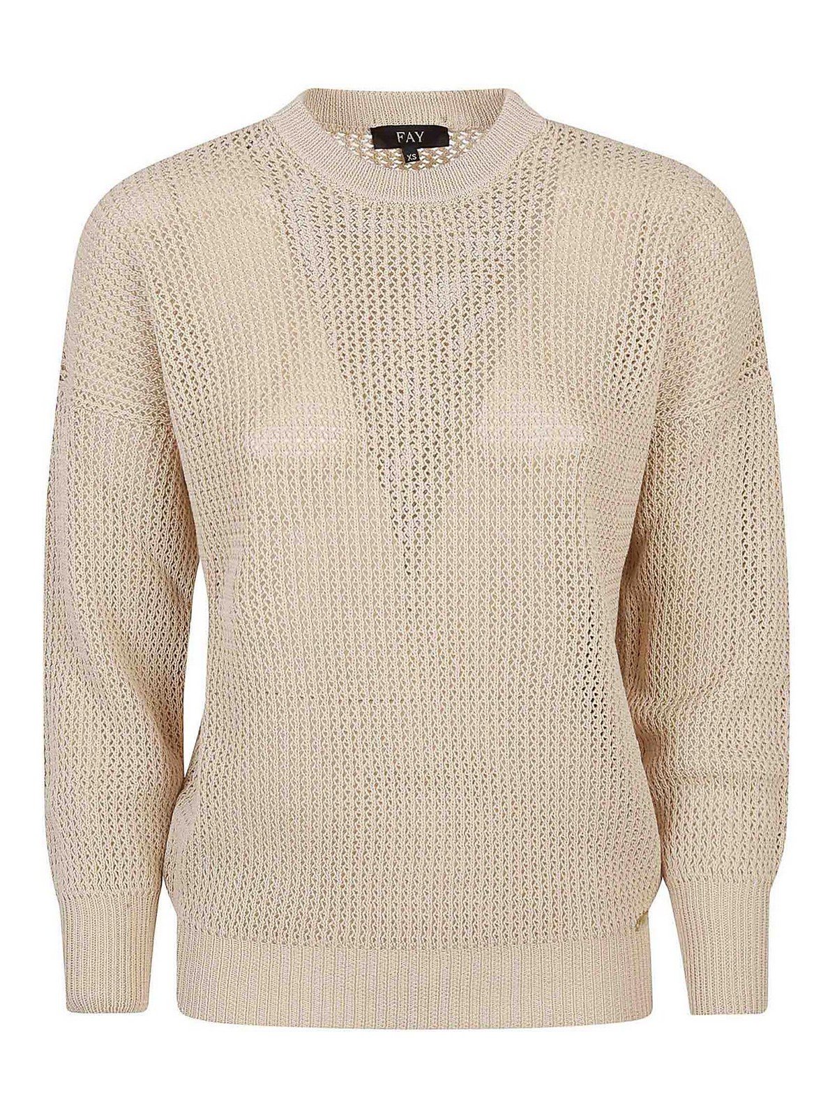 Fay Cotton Mesh Sweater In Beis