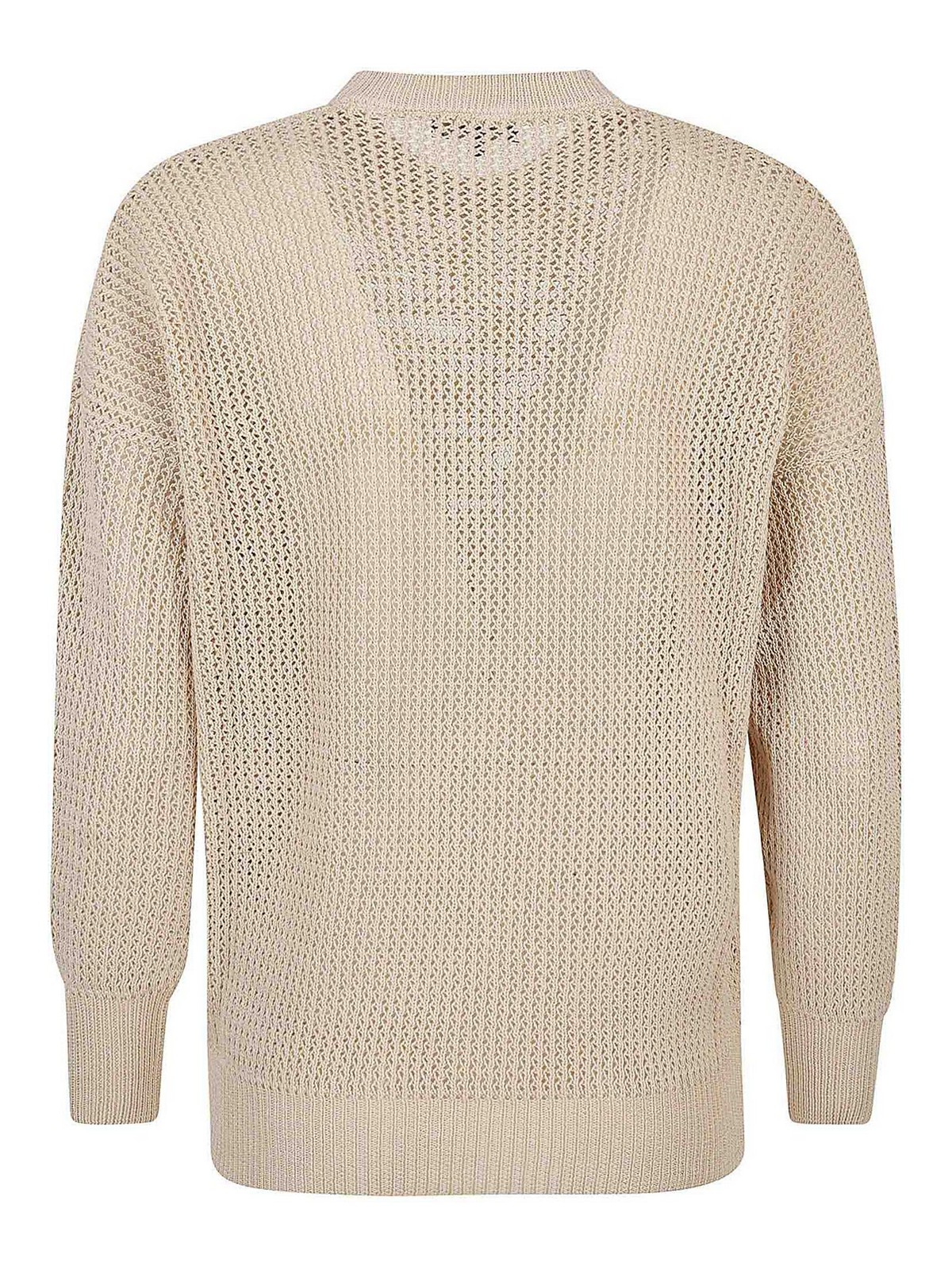 Shop Fay Cotton Mesh Sweater In Beis