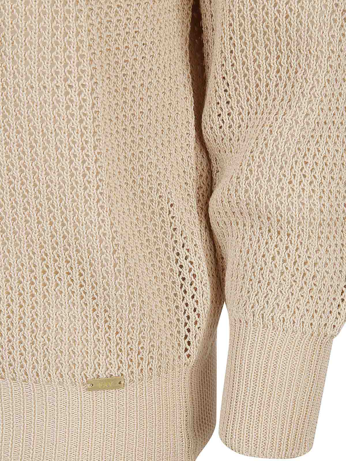 Shop Fay Cotton Mesh Sweater In Beis