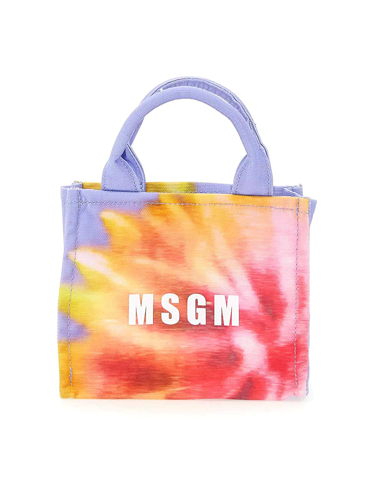 Msgm Mini Canvas Tote Bag In Multicolour