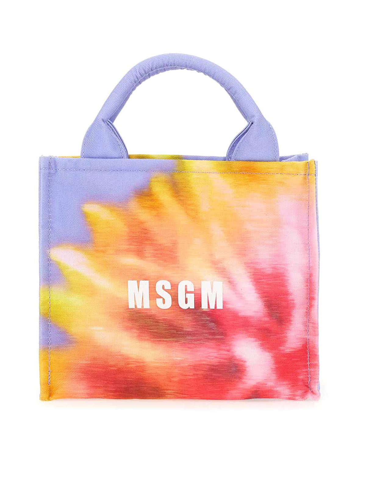 Msgm Small Tote Bag With Daisy Print In Multicolour