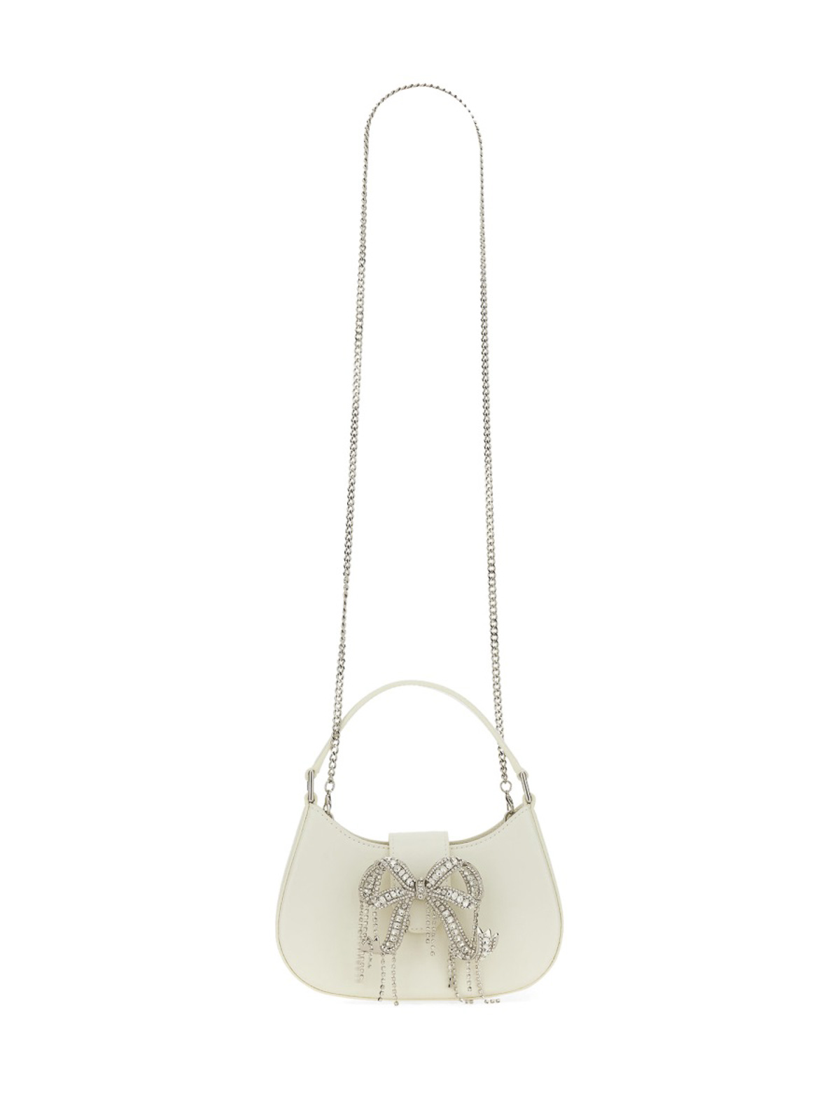 Shop Self-portrait Bow Leather Bag In White