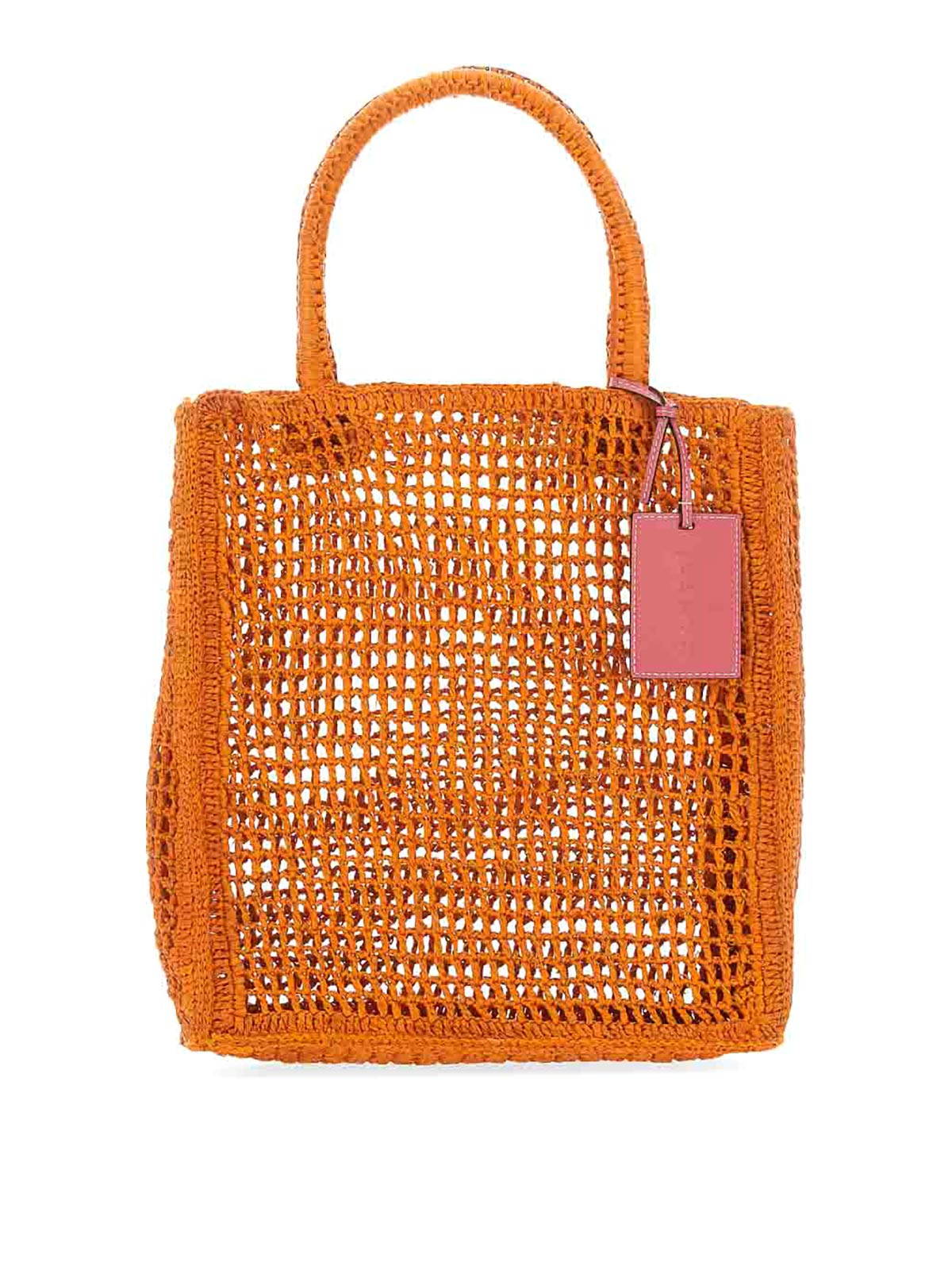 Shop Manebi Raffia Net Bag In Orange