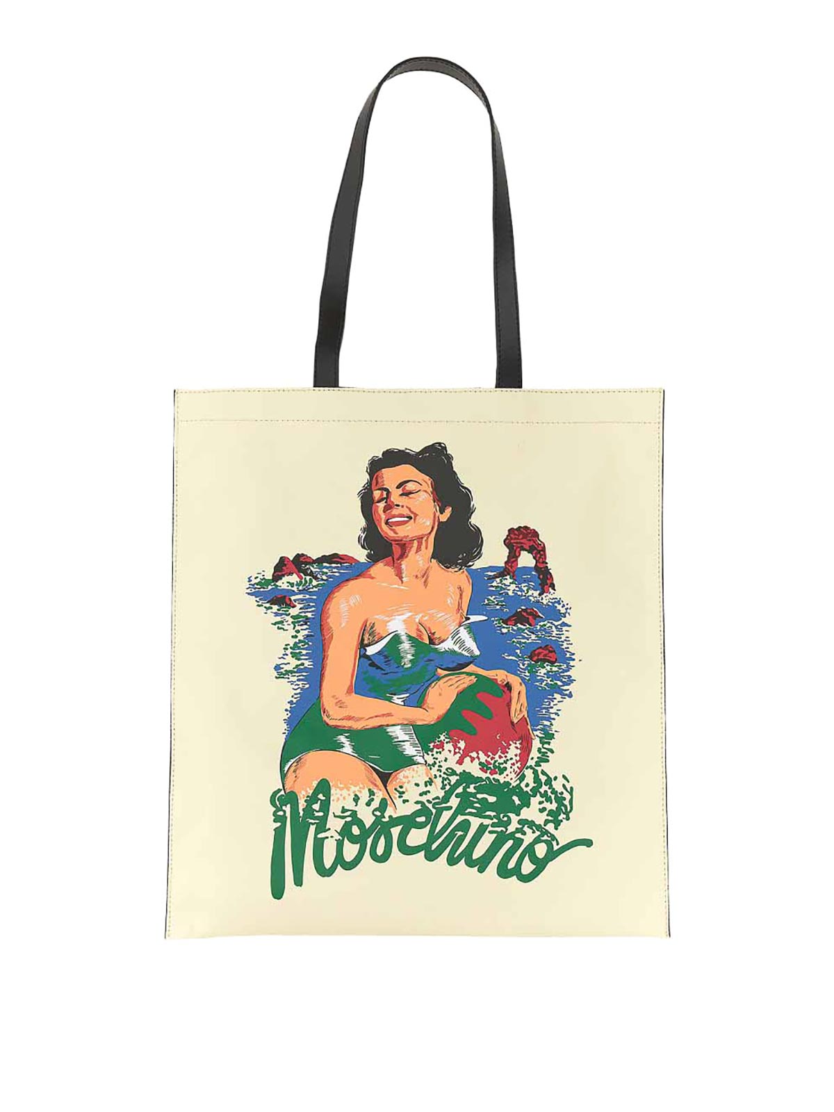 Shop Moschino Hawaiian Print Tote Bag In Yellow