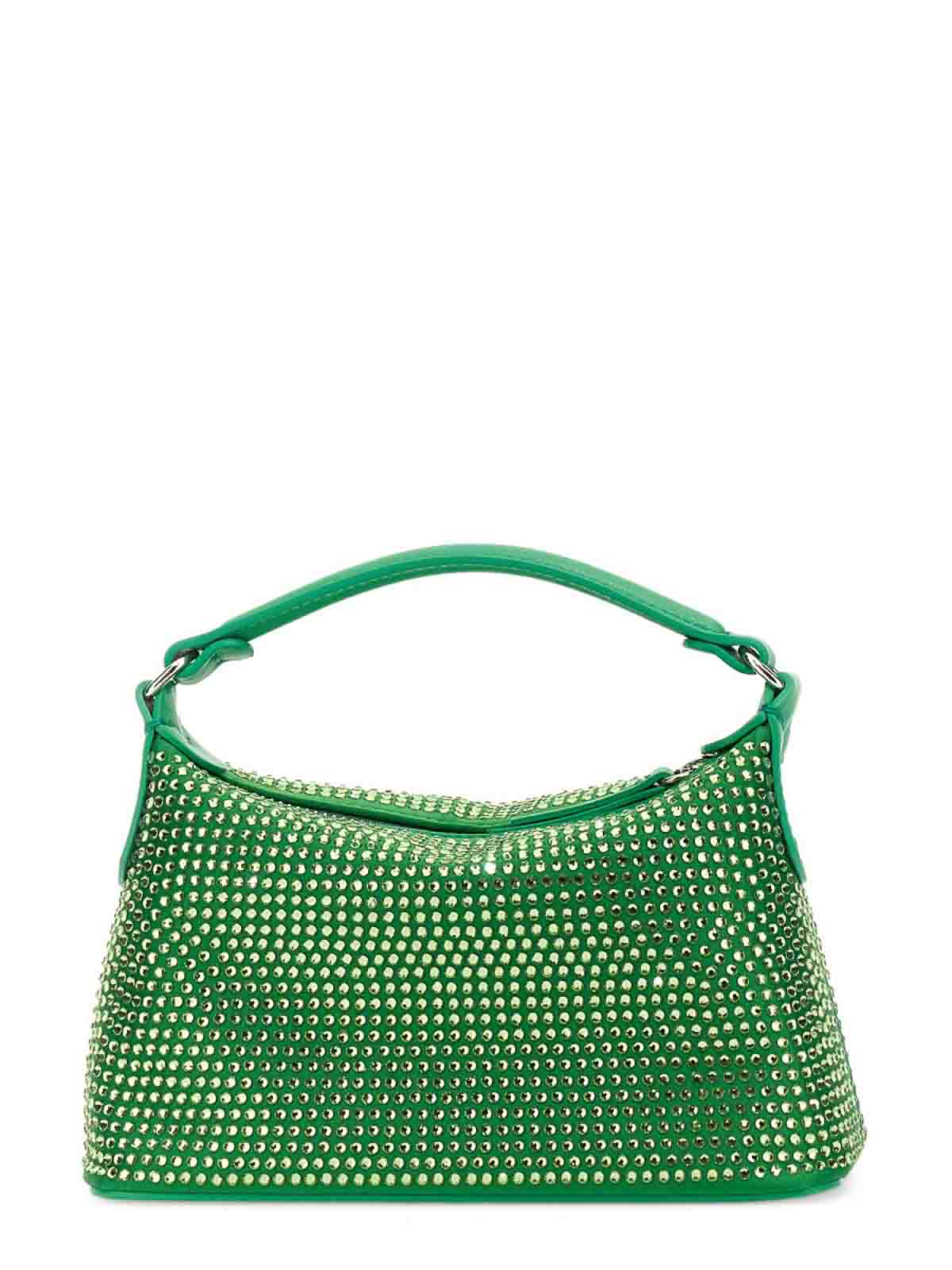 Shop Leonie Hanne Hobo Rhinestones Bag In Green