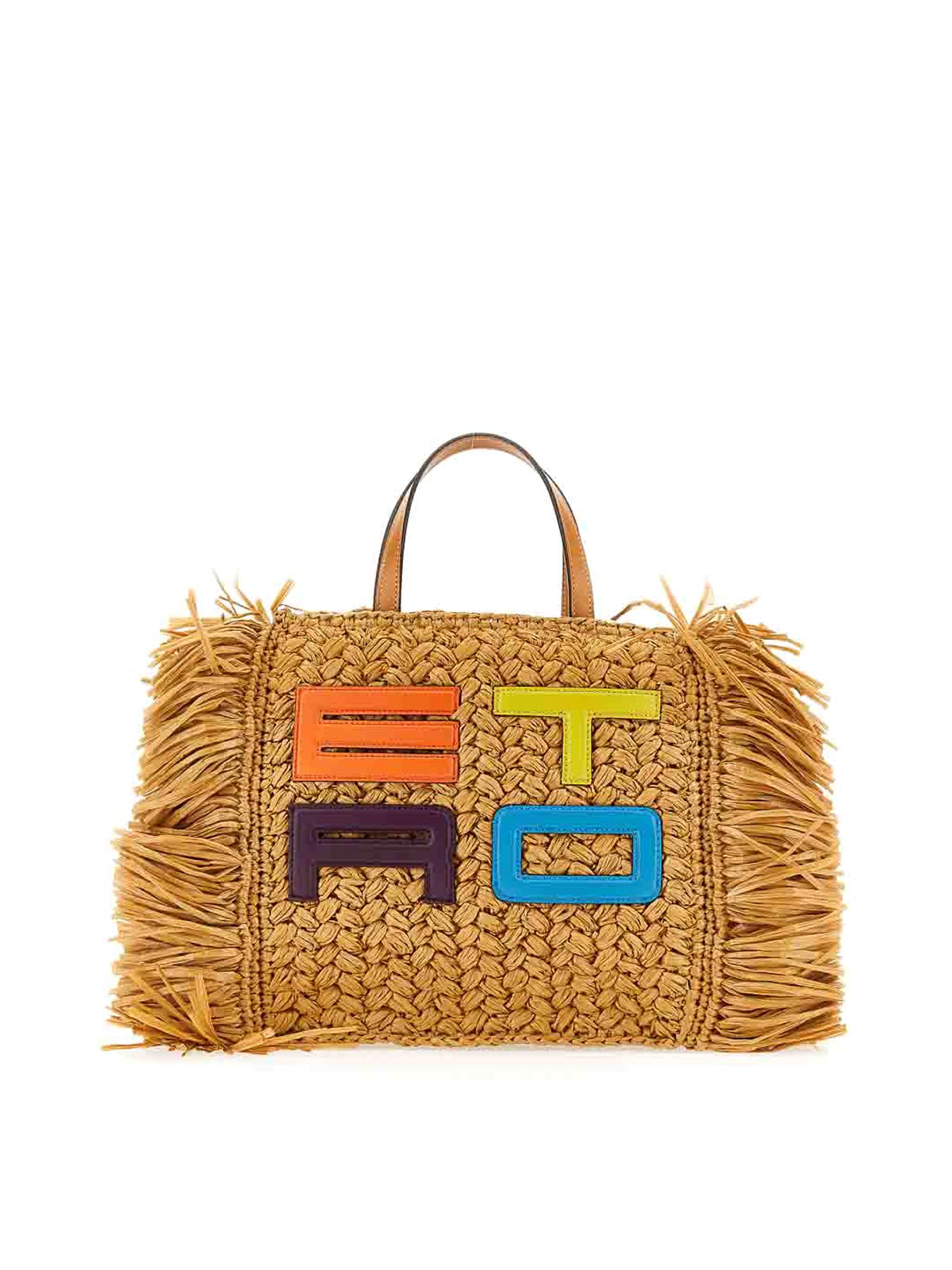 Shop Etro Raffia Tote Bag In Brown