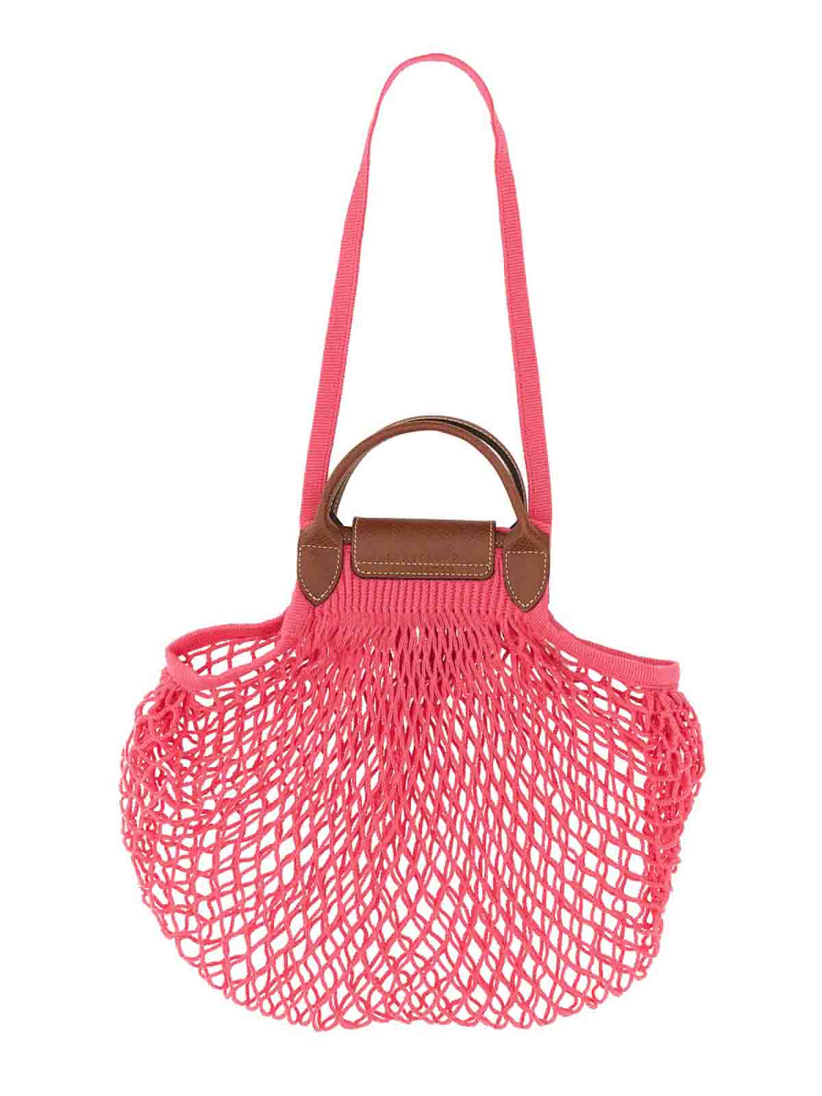Shop Longchamp Le Pliage Filet Bag In Nude & Neutrals