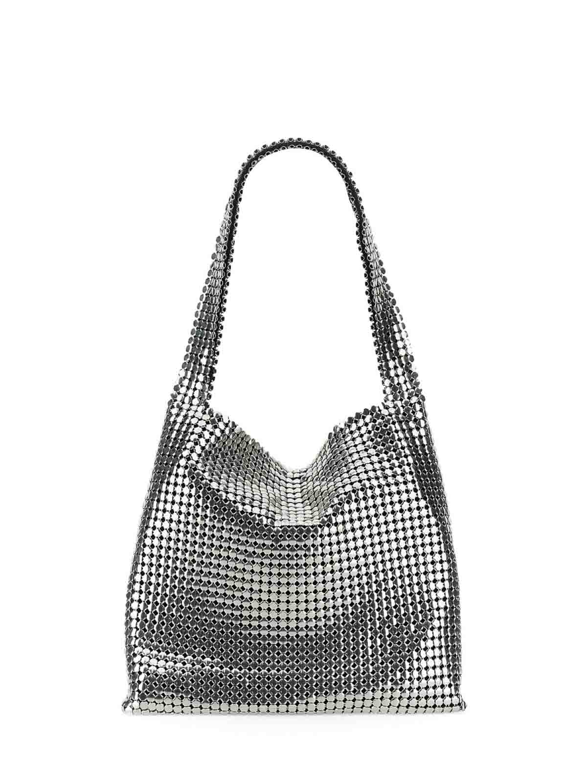 Shop Rabanne Pixel Hobo Shoulder Bag In Silver