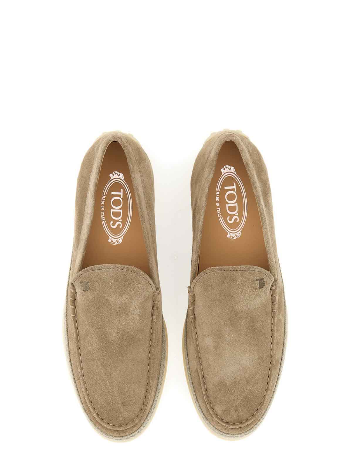 Shop Tod's Leather Slip-on Loafer In Light Grey