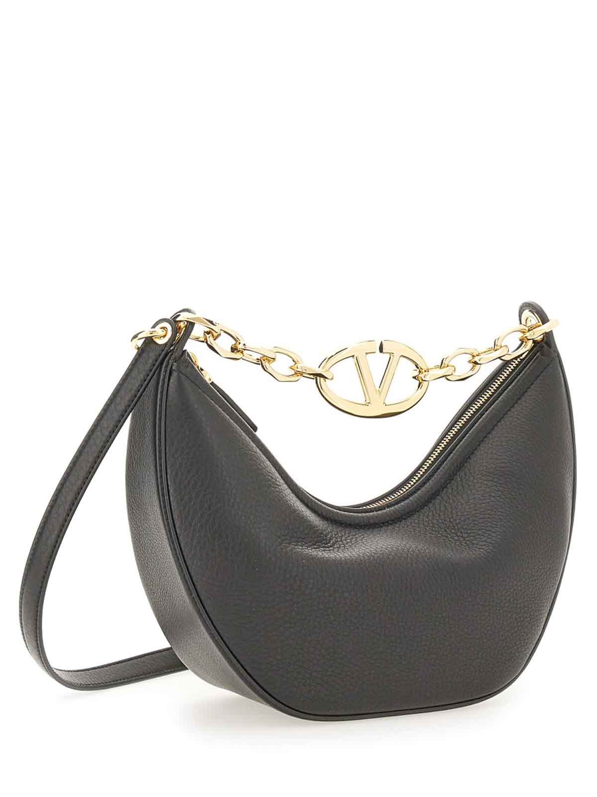 Shop Valentino Small Hobo Bag Vlogo Moon Bag In Black