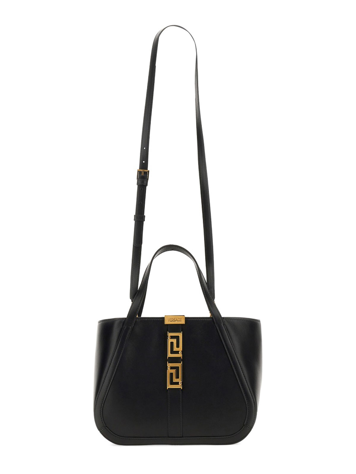 Shop Versace Goddess Greek Shopper Bag In Black