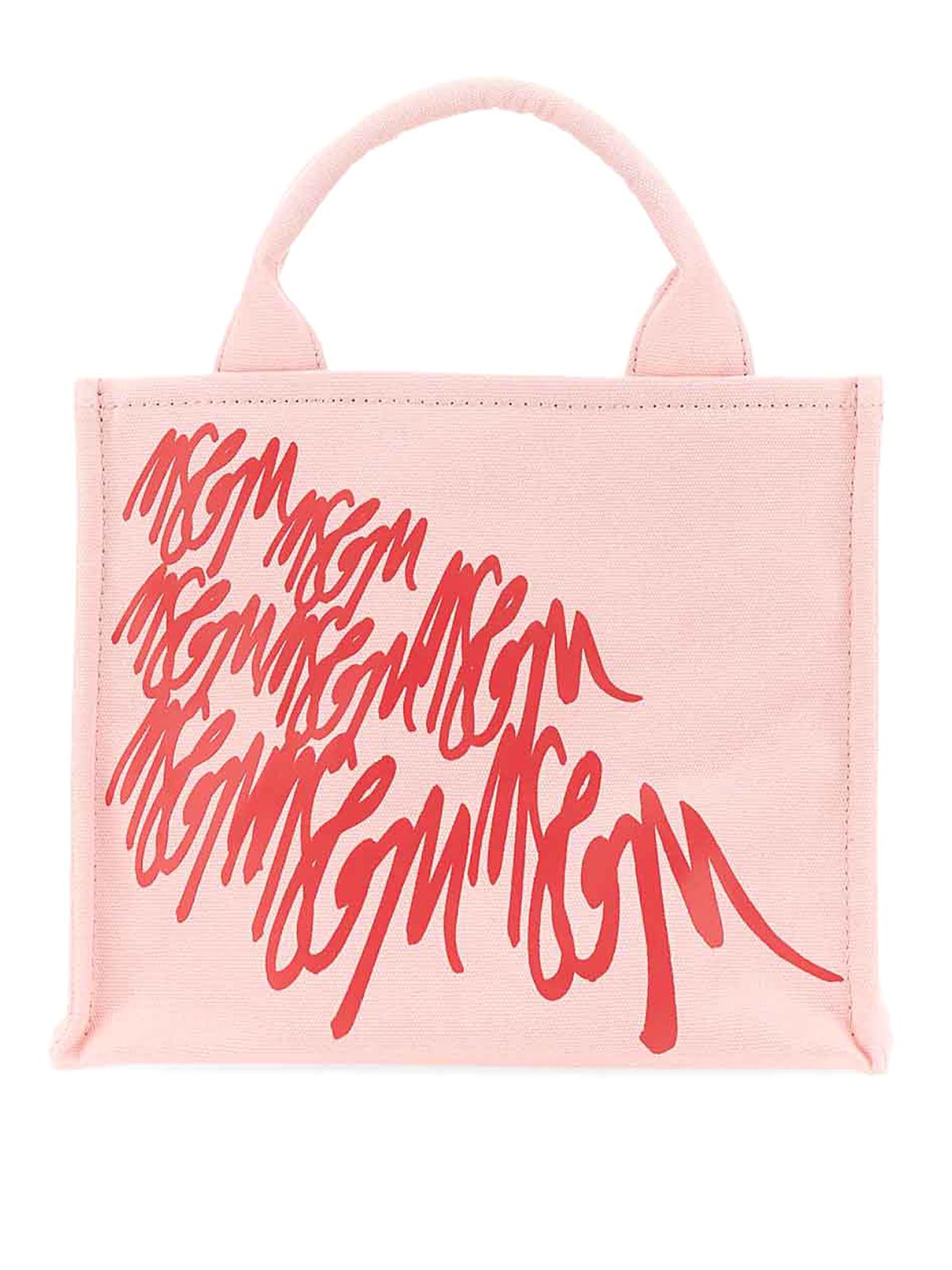 Shop Msgm Mini Bag With Logo In Nude & Neutrals
