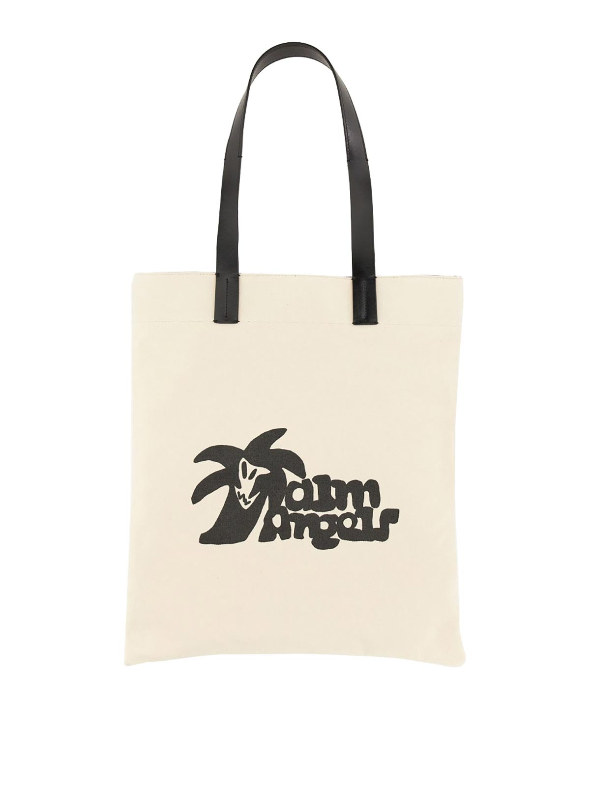 Shop Palm Angels Cotton Canvas Shopping Bag In White