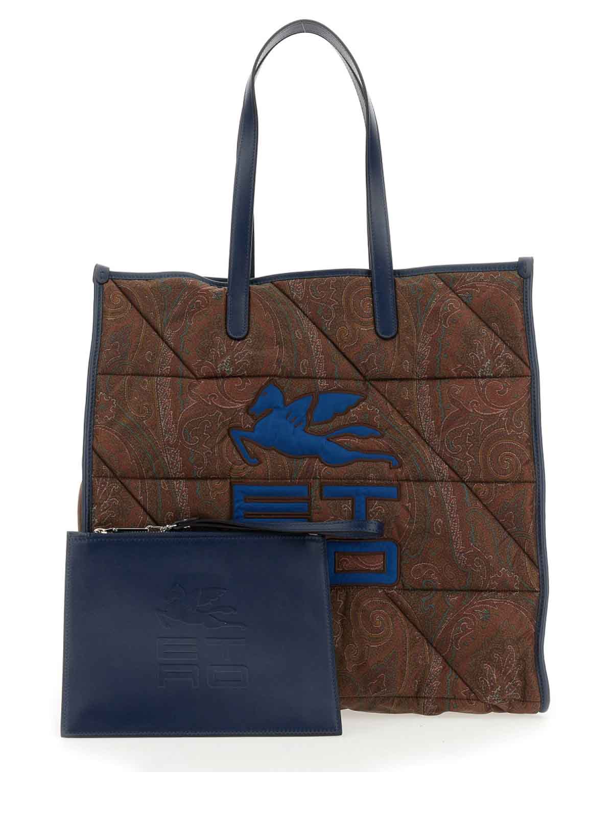 Shop Etro Logo Embroidery Shoulder Bag In Multicolour