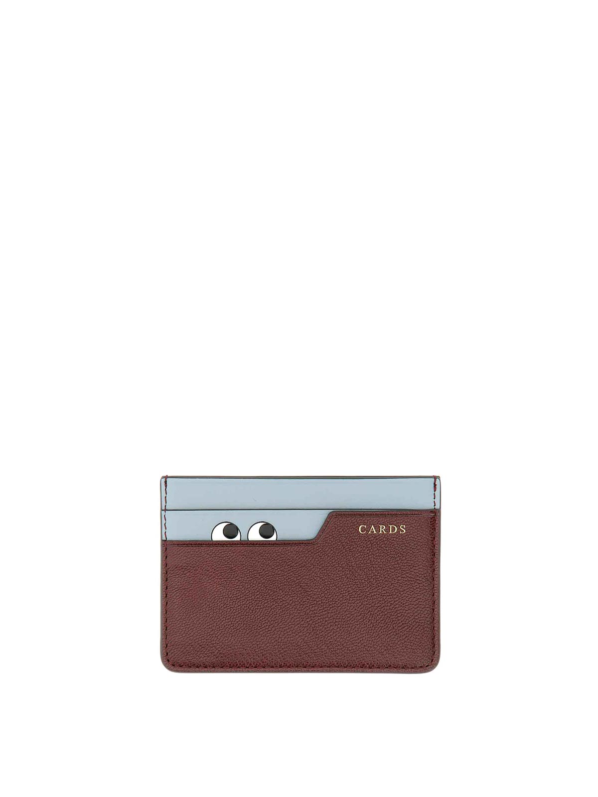 Anya Hindmarch Leather Card Holder In Dark Red