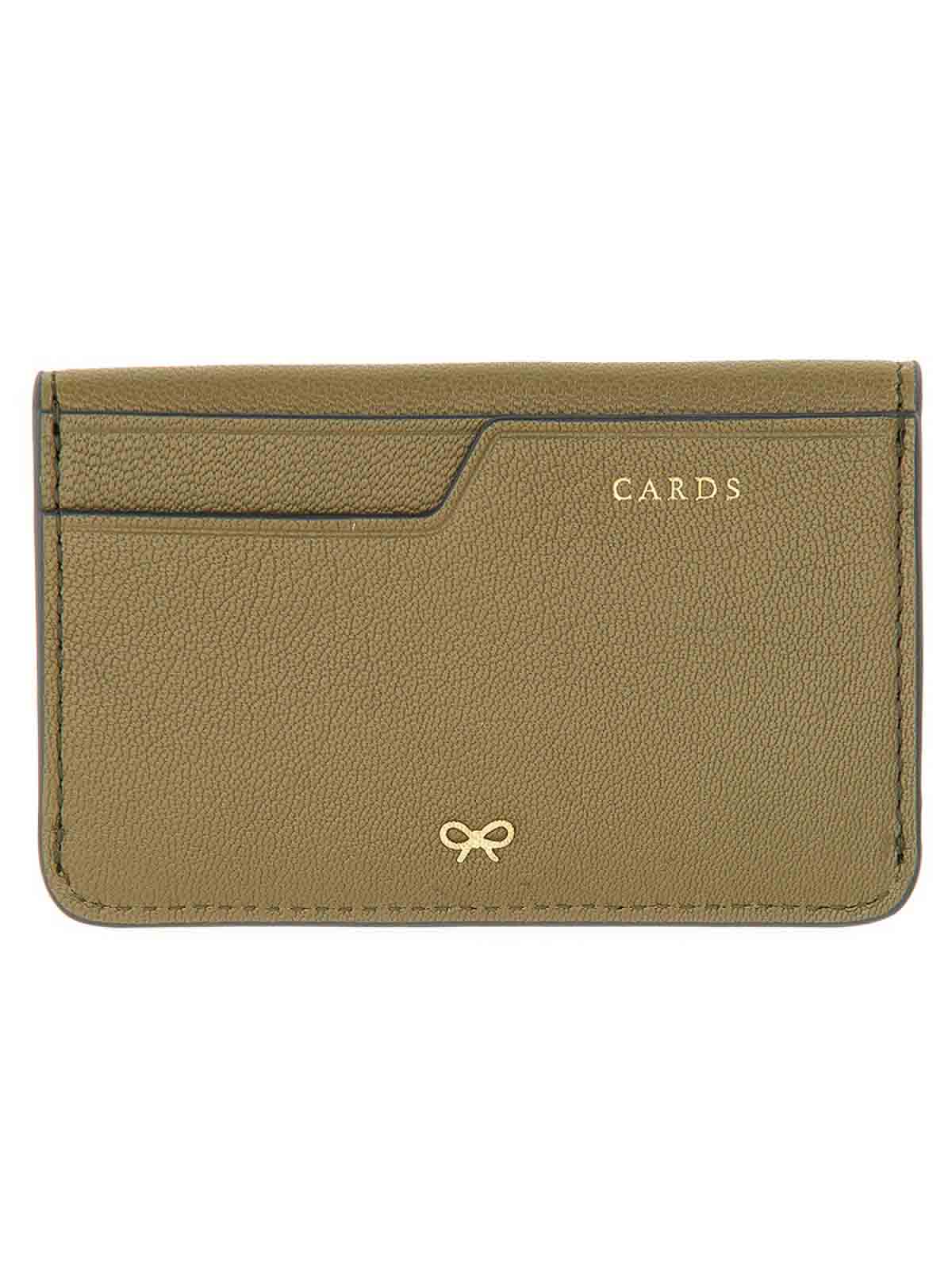 Shop Anya Hindmarch Leather Card Holder In Green