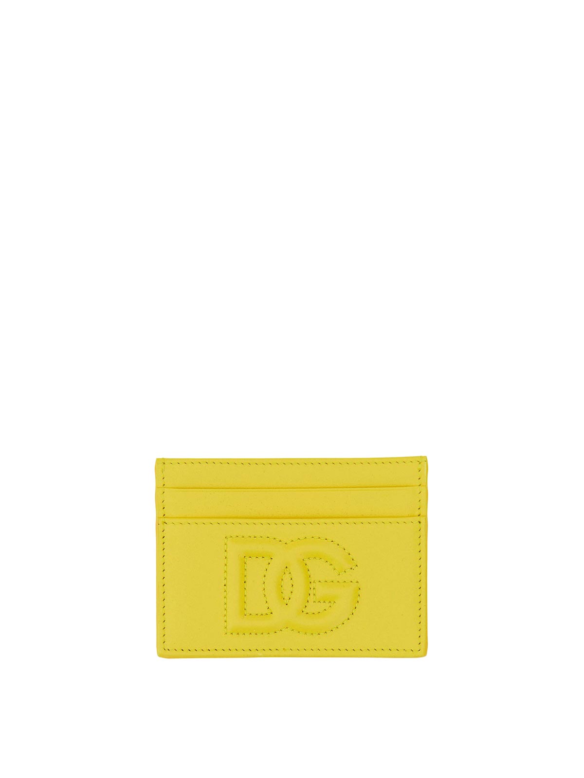 Shop Dolce & Gabbana Leather Card Holder In Yellow
