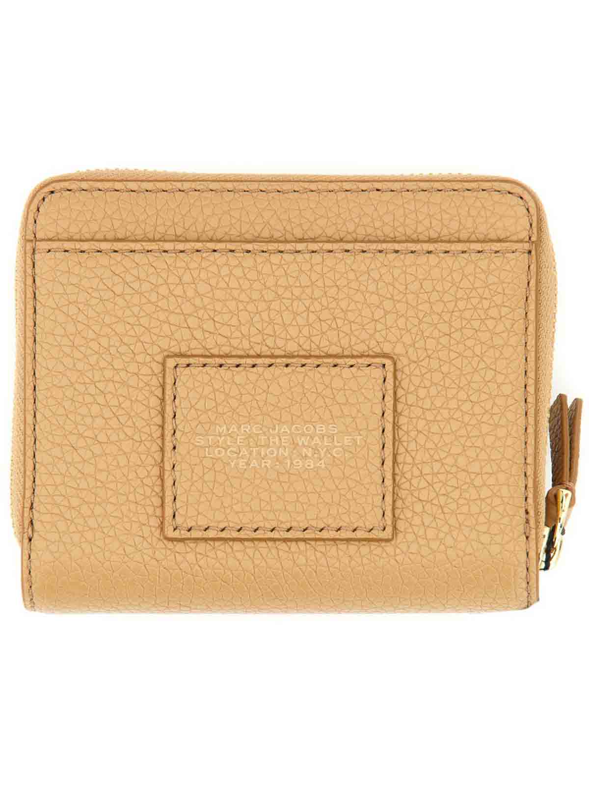 Shop Marc Jacobs The Compact Mini Wallet In Beige