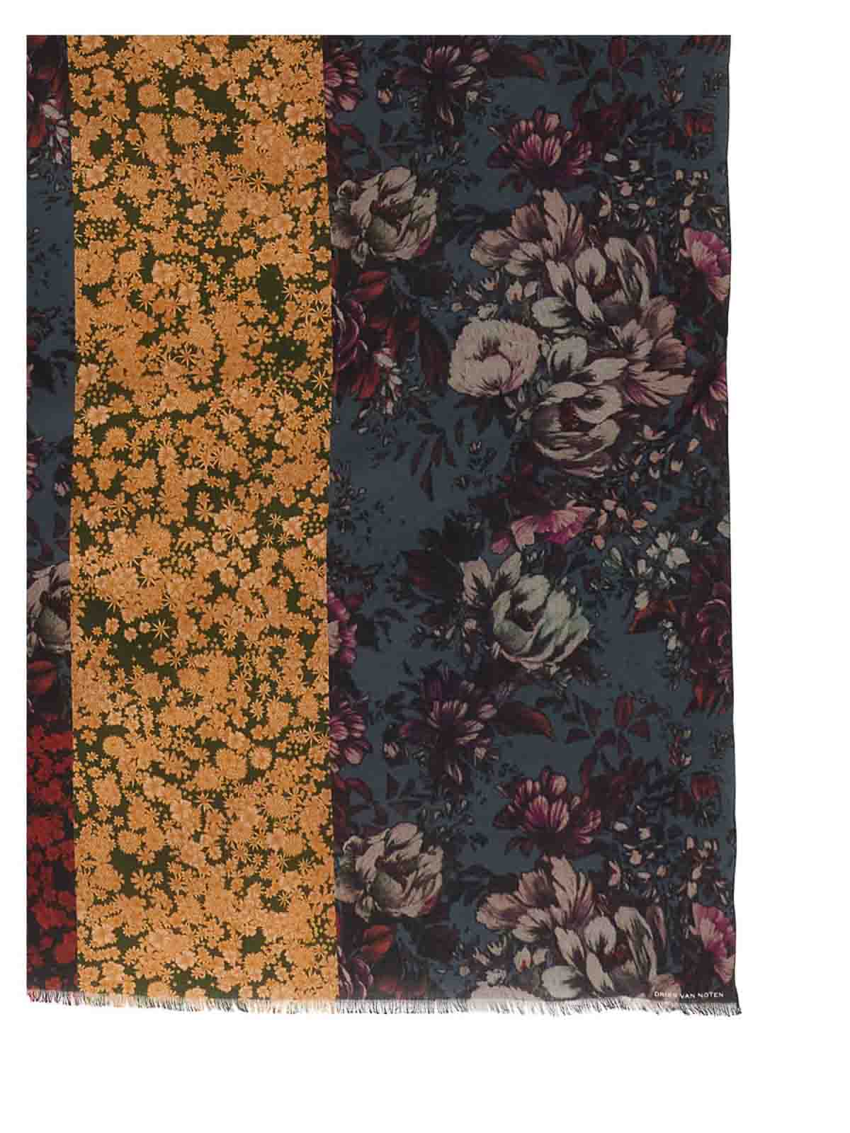 Shop Dries Van Noten Floral Scarf In Multicolour
