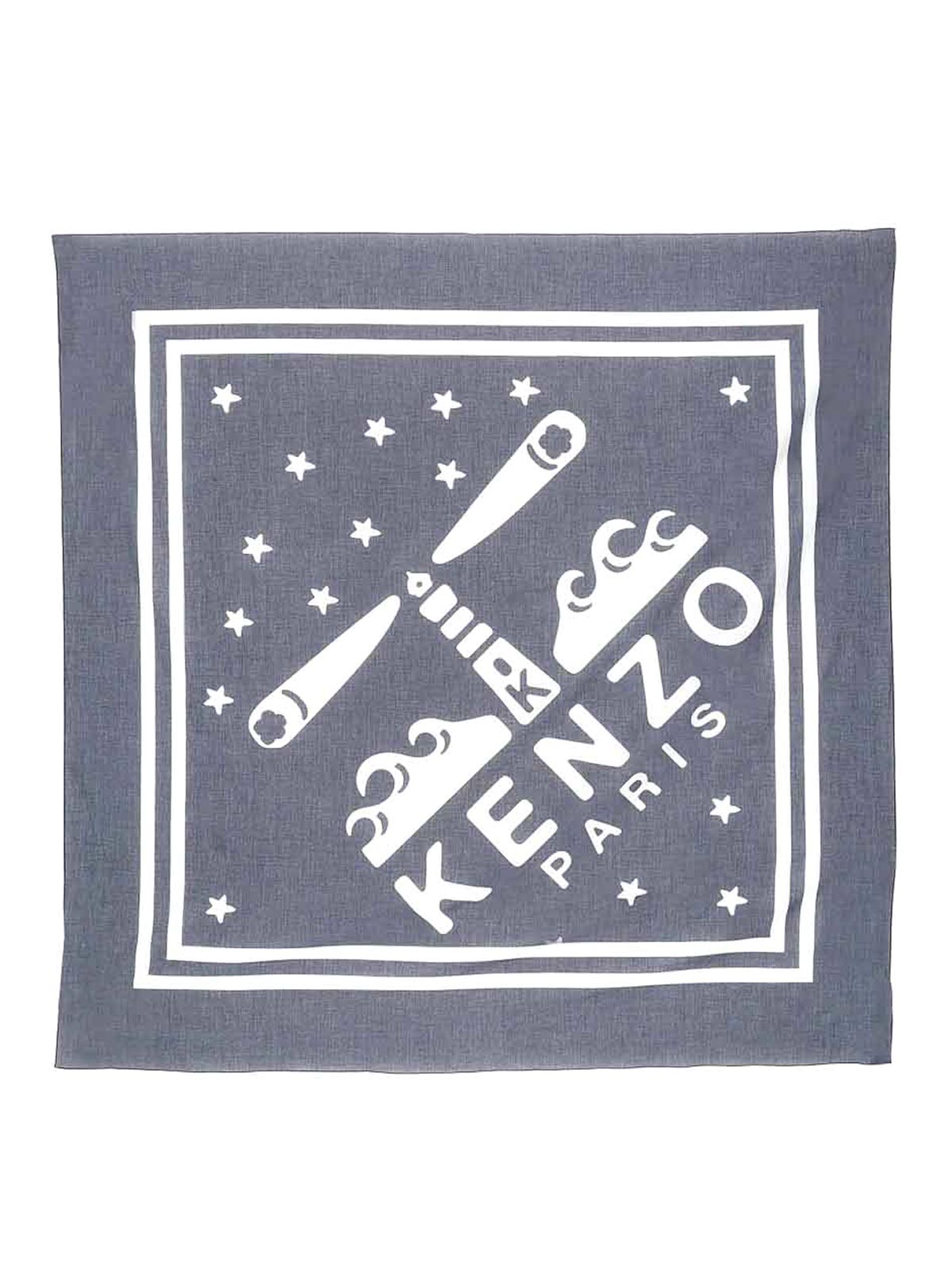 Shop Kenzo Lighthouse Large Scarf In Blue