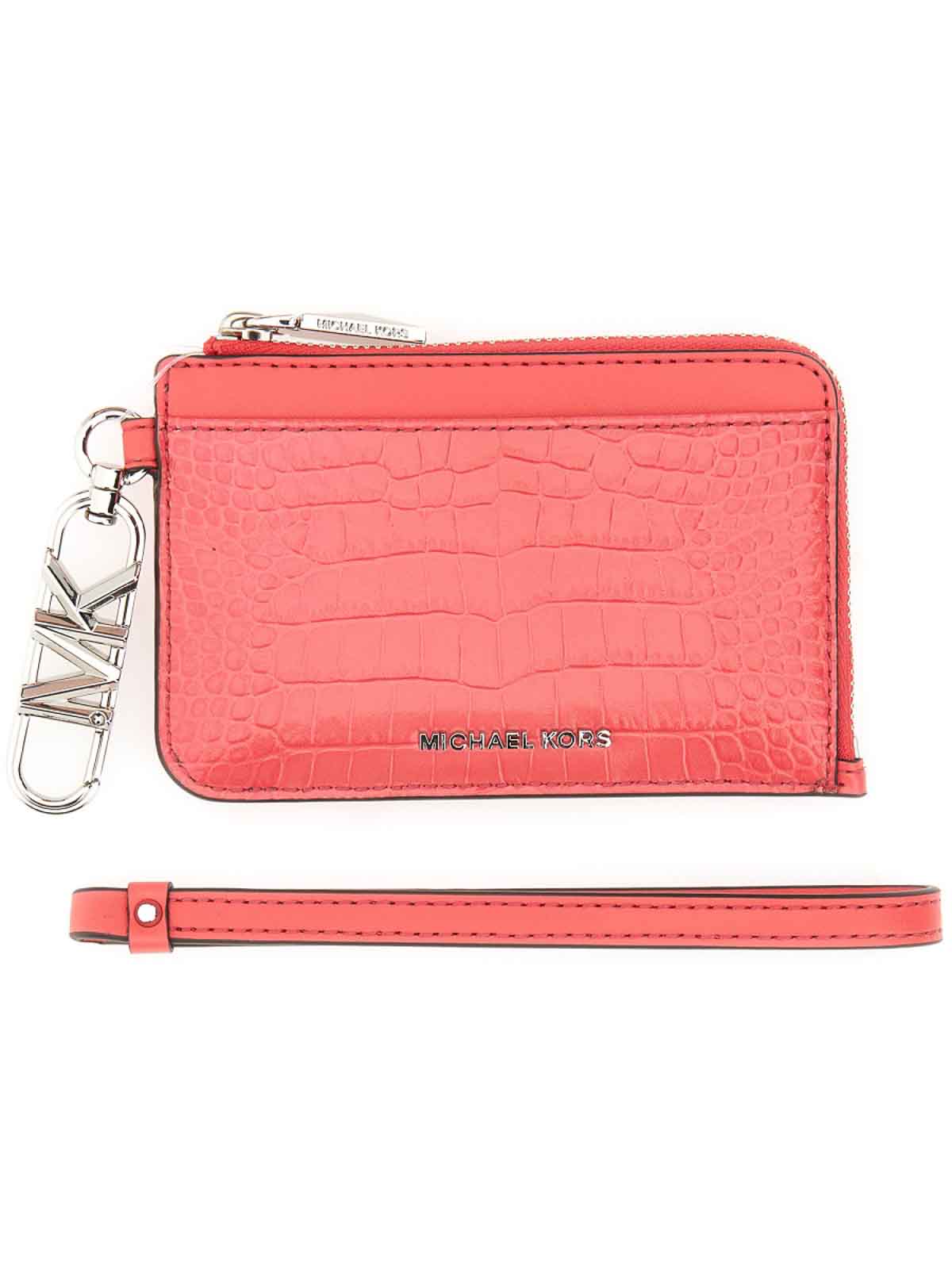 Shop Michael Michael Kors Leather Credit Card Holder In Multicolour