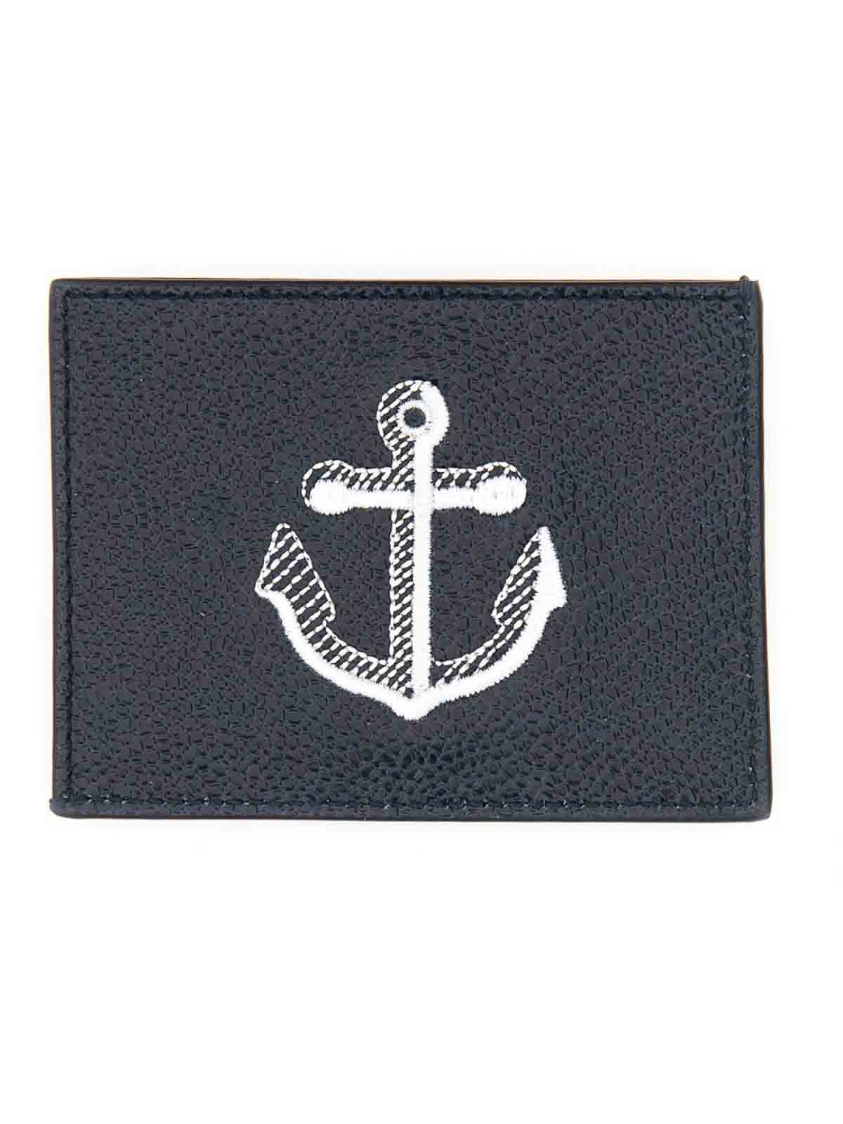 Shop Thom Browne Anchor Card Holder In Blue