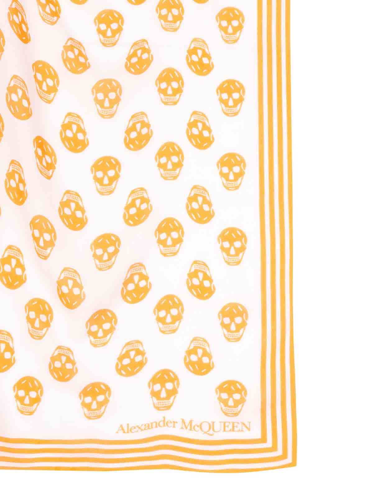 Shop Alexander Mcqueen Biker Skull Print Scarf In White