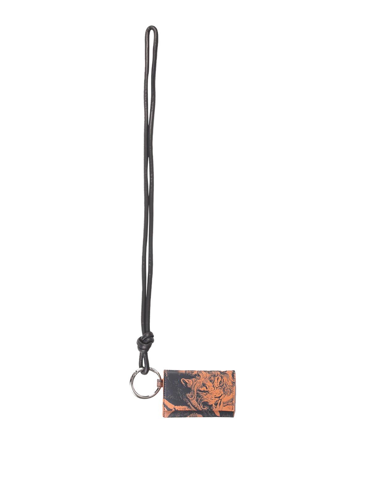 Shop Dries Van Noten Leather Card Holder With Shoulder Strap In Orange