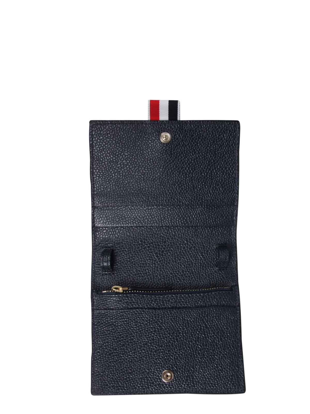 Shop Thom Browne Card Holder With Shoulder Strap In Multicolour