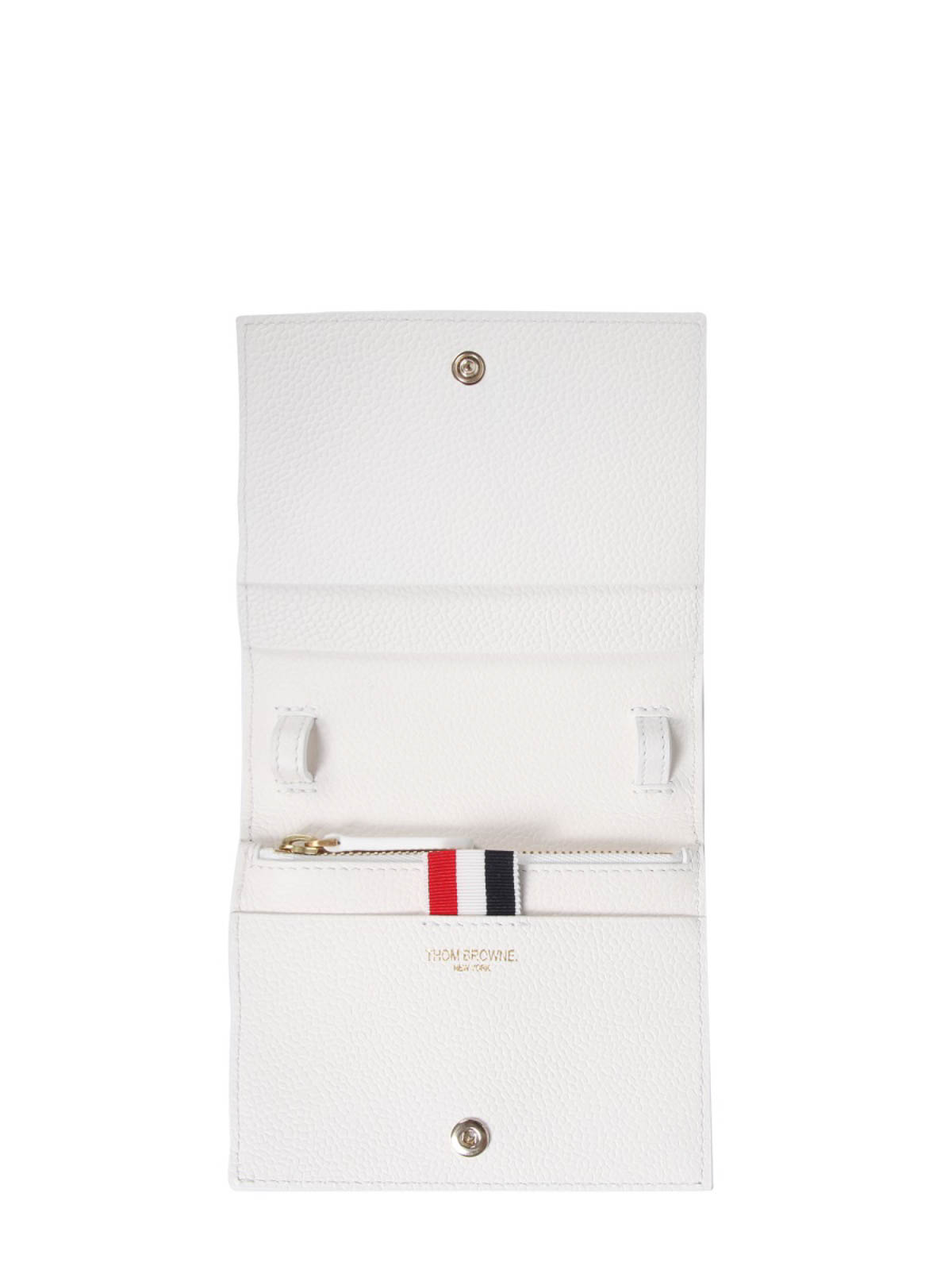 Shop Thom Browne Card Holder With Shoulder Strap In White