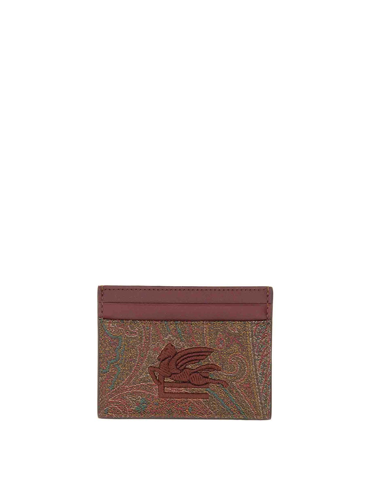 Shop Etro Paisley Card Holder In Dark Red