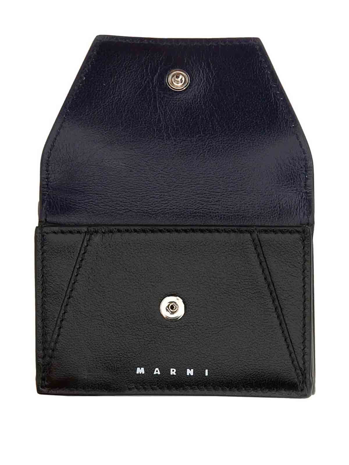 Shop Marni Tri-fold Wallet In Black