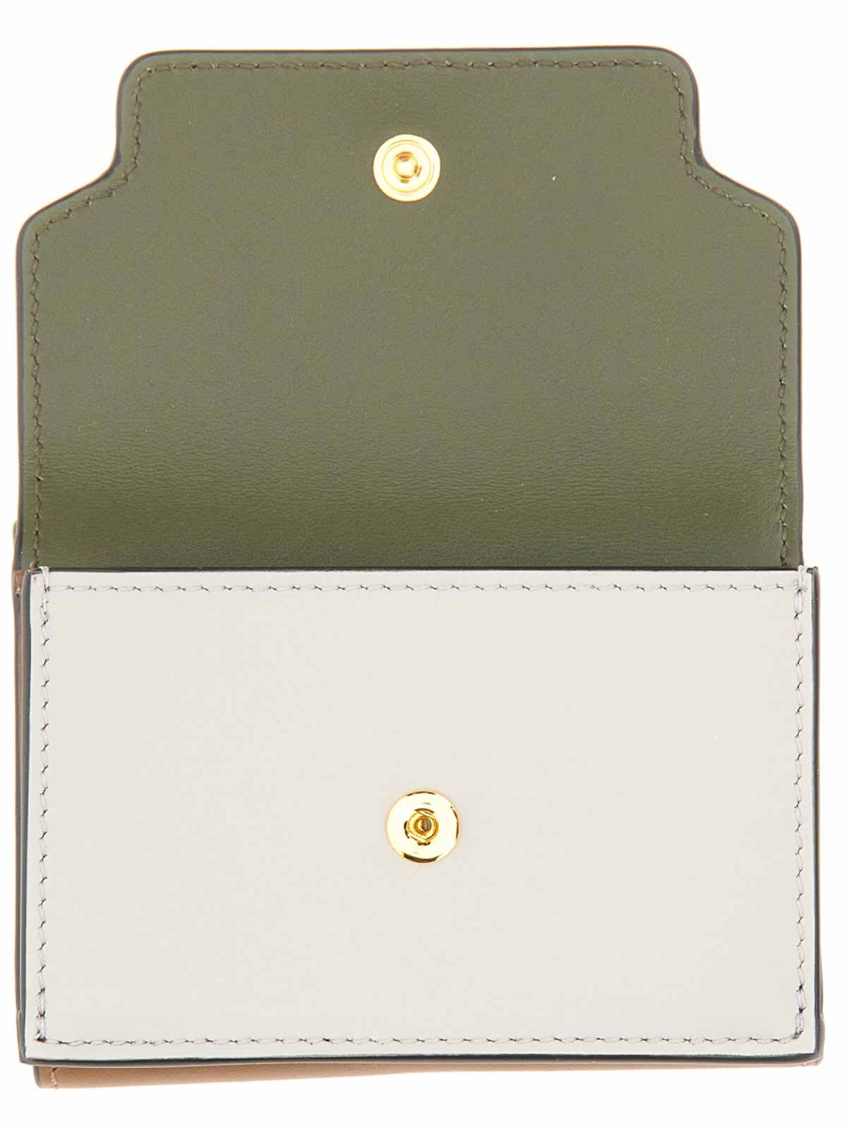 MARNI 財布 Brown leather bifold wallet with Marni Mending embroidery | Marni