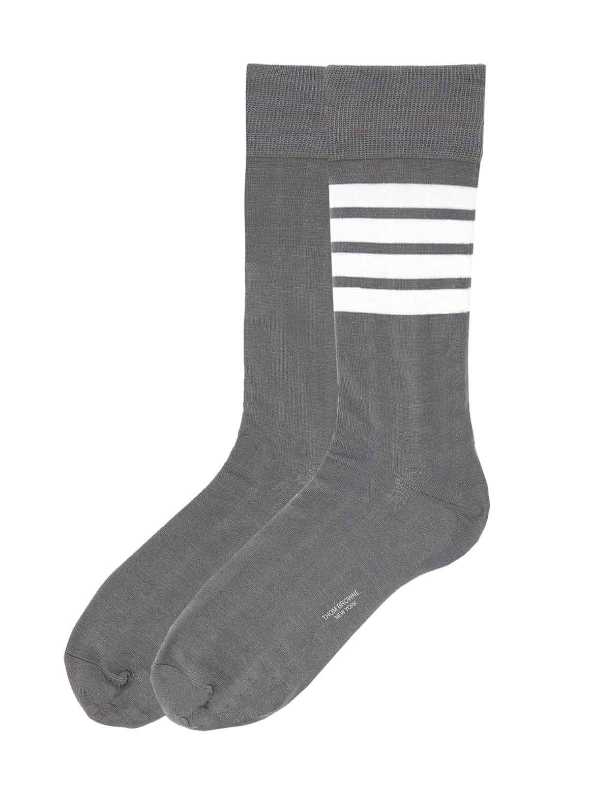 Shop Thom Browne 4bar Socks In Grey
