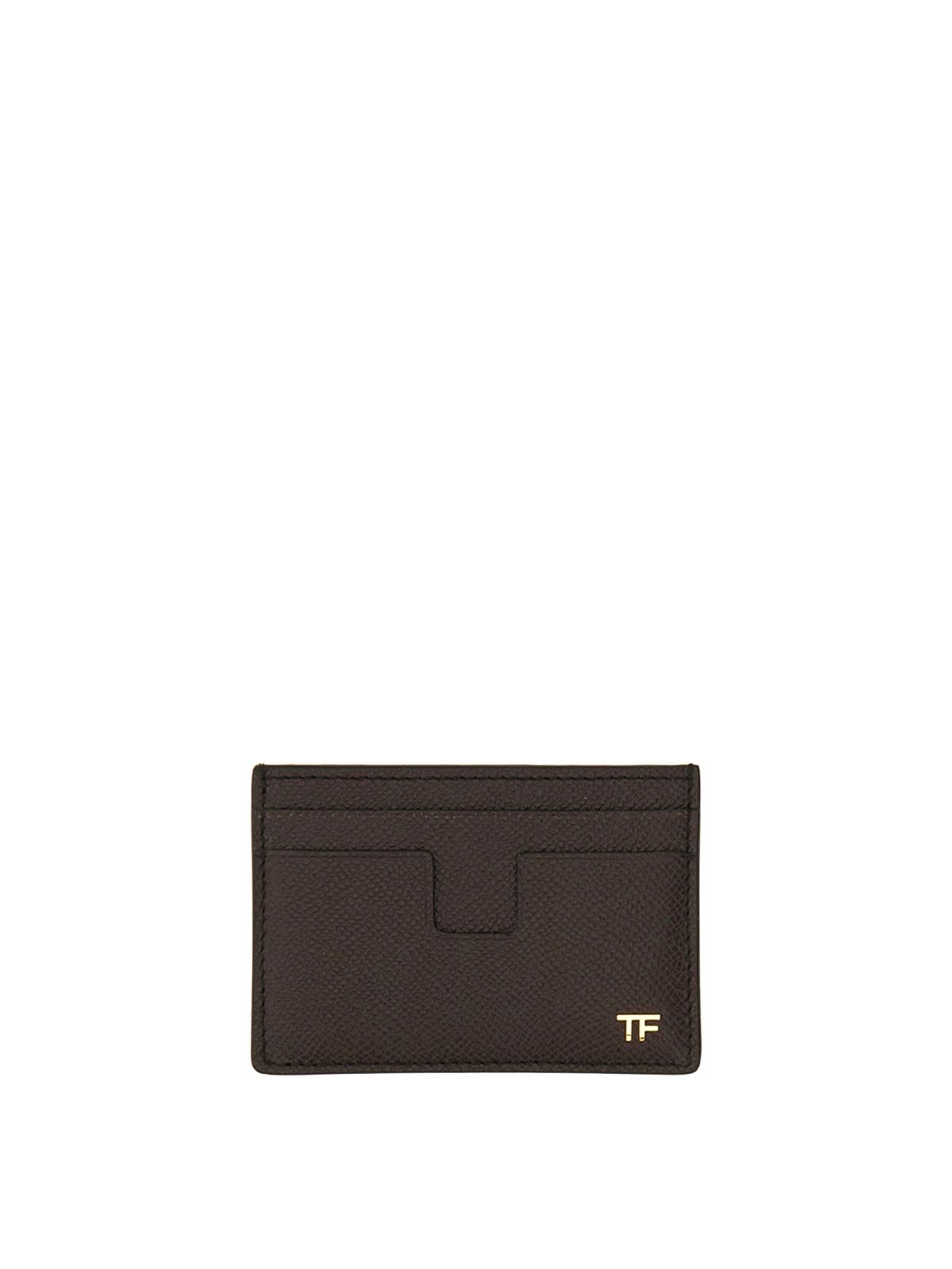 Shop Tom Ford Classic Card Holder T Line In Brown