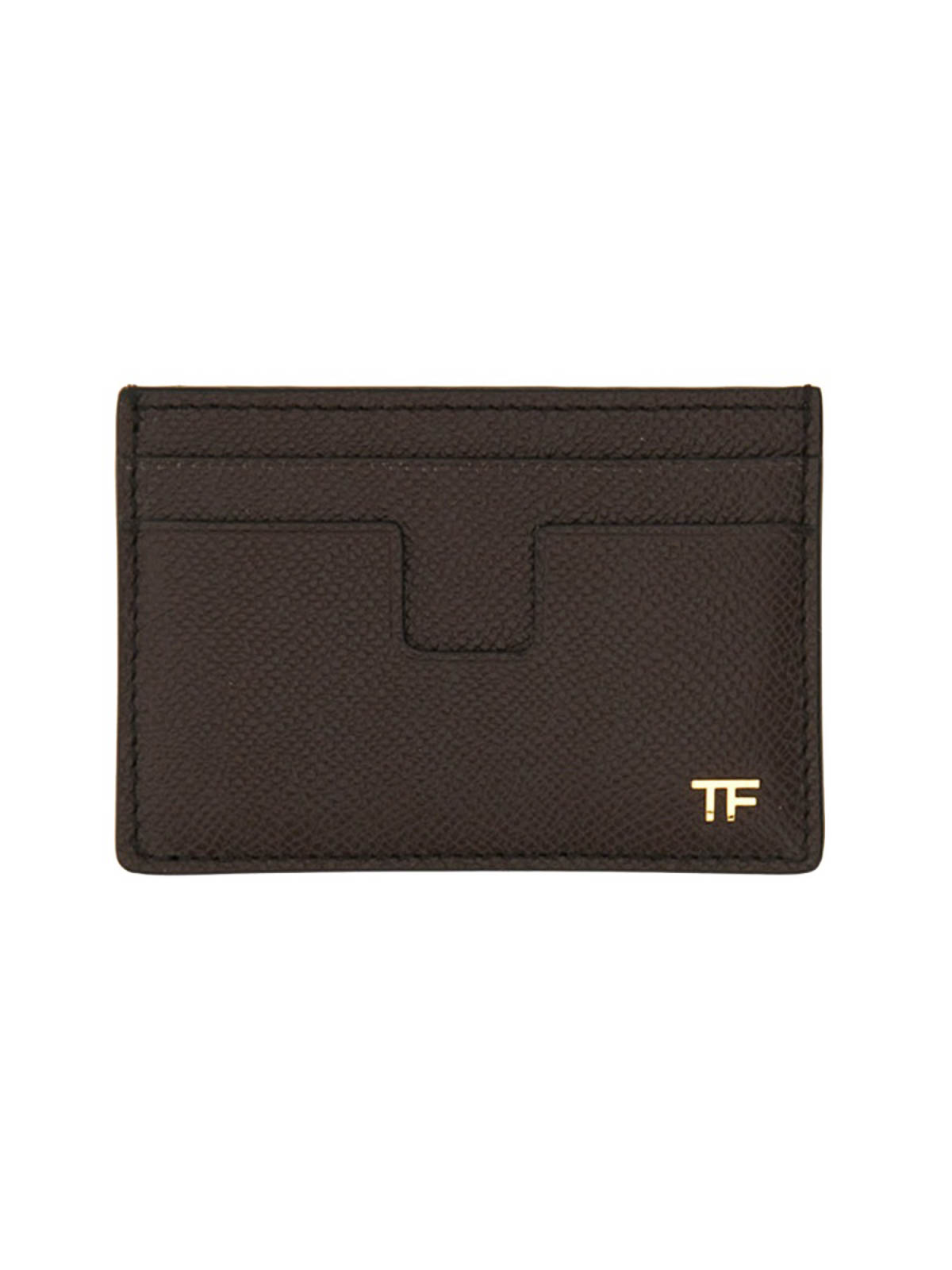 Shop Tom Ford Classic Card Holder T Line In Brown