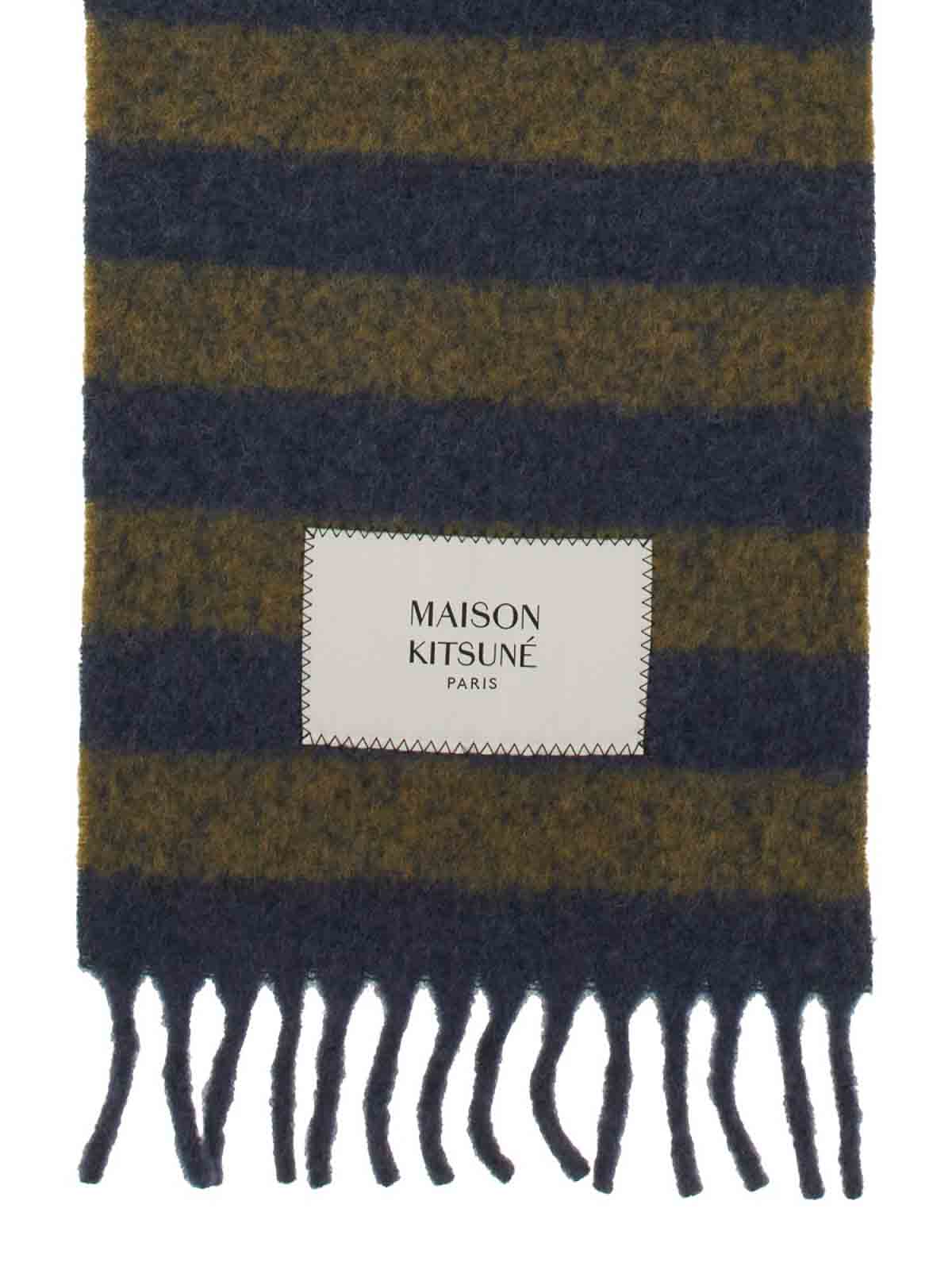 Shop Maison Kitsuné Scarf With Stripe Pattern In Multicolour
