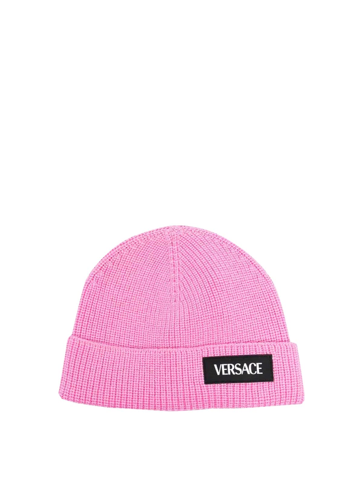 Versace Beanie Logo Patch In Pink