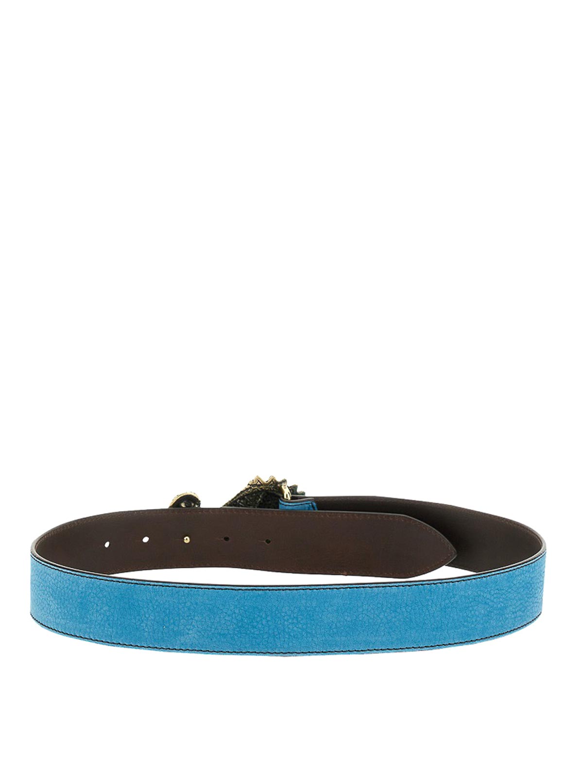 Shop Orciani Nubuck  Belt In Light Blue