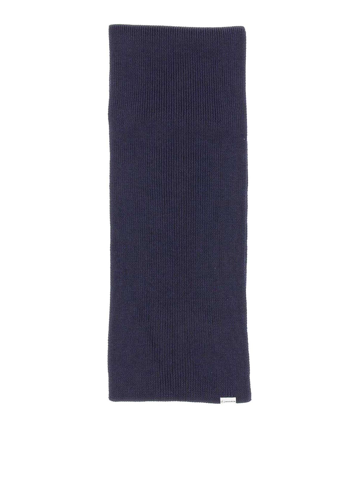 Shop Woolrich Ribbed Wool Scarf In Blue