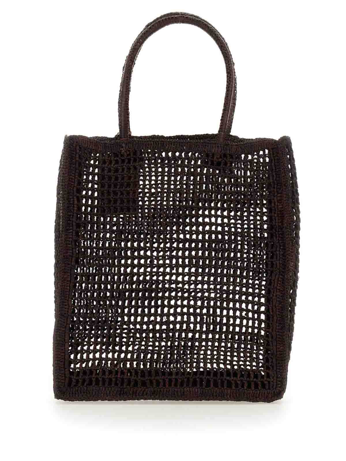 Shop Manebi Woven Bag In Brown